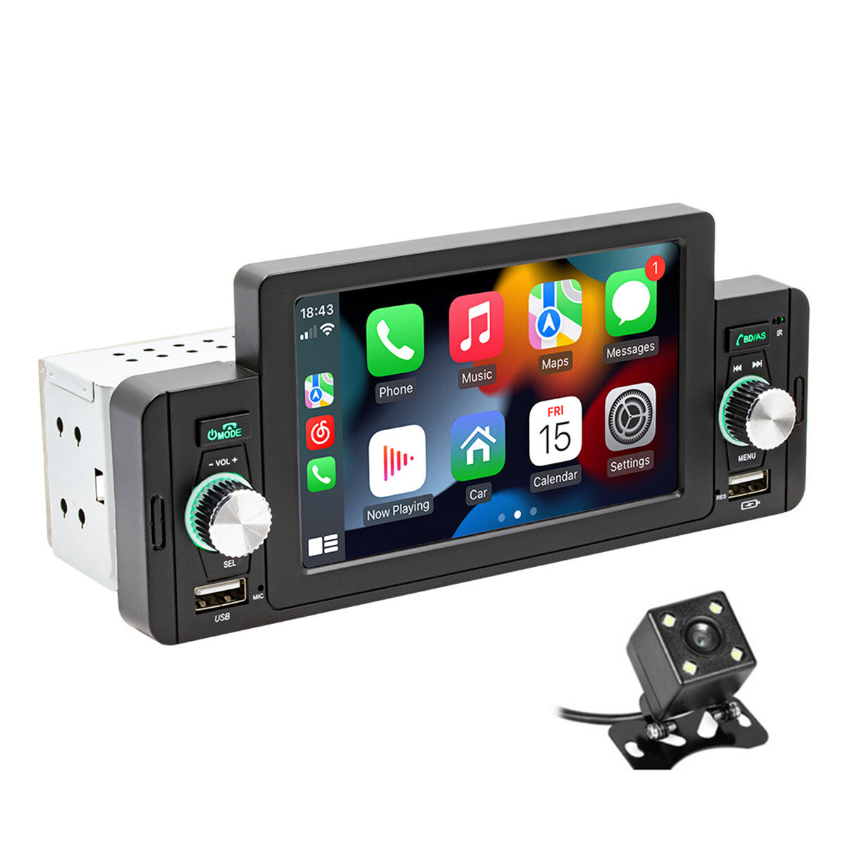 For Apple CarPlay 5in Car Stereo Radio Player Multimedia FM Bluetooth Single Din