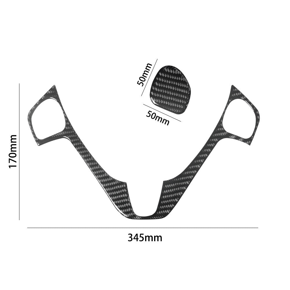 2Pcs Carbon Fiber Steering Wheel Accent Cover Trim for Ford Fiesta 2011-2015