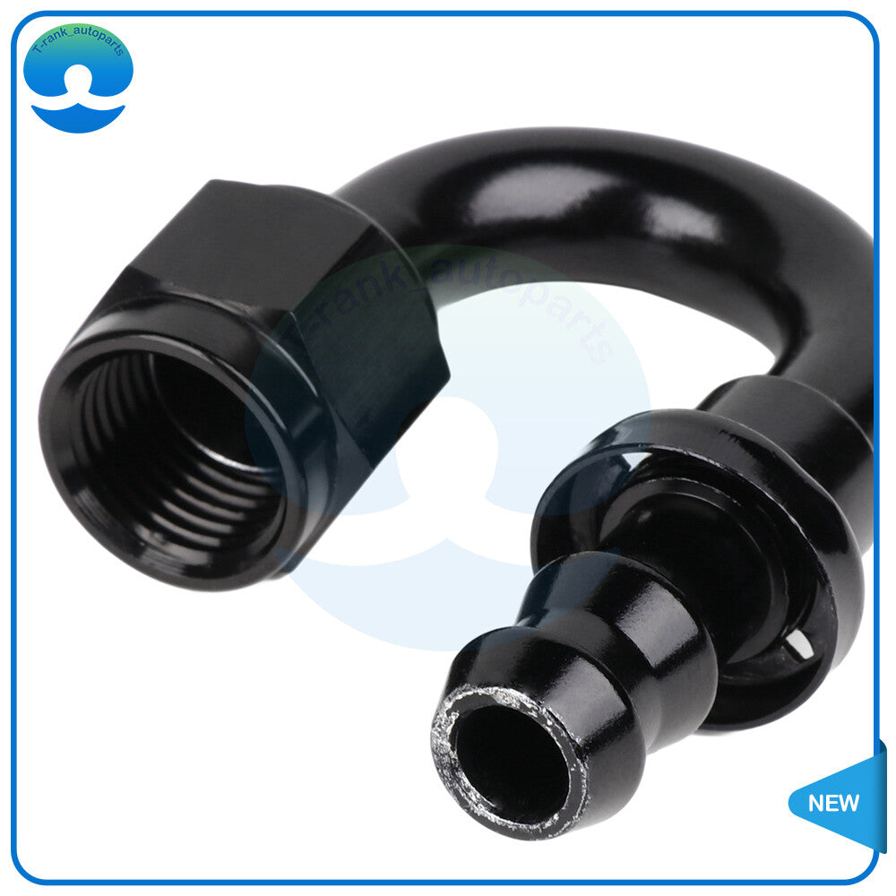 2Pcs 6 AN 180¡ã Degree Push-On Hose End Fittings Push Lock Aluminum BLACK
