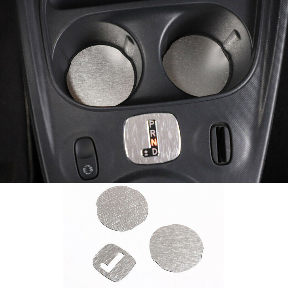 Alloy cup holder with gear display trim for Smart 15-21 Silver - n