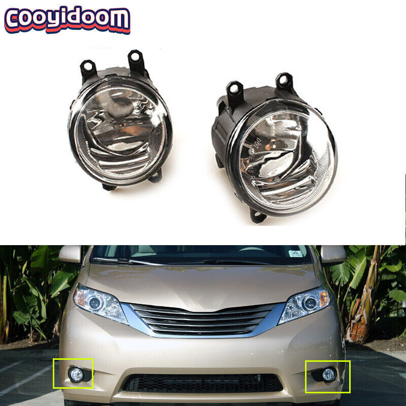 A pair of front fog lights with bulbs for Toyota for Sienna 2011 - 2017 LHRH
