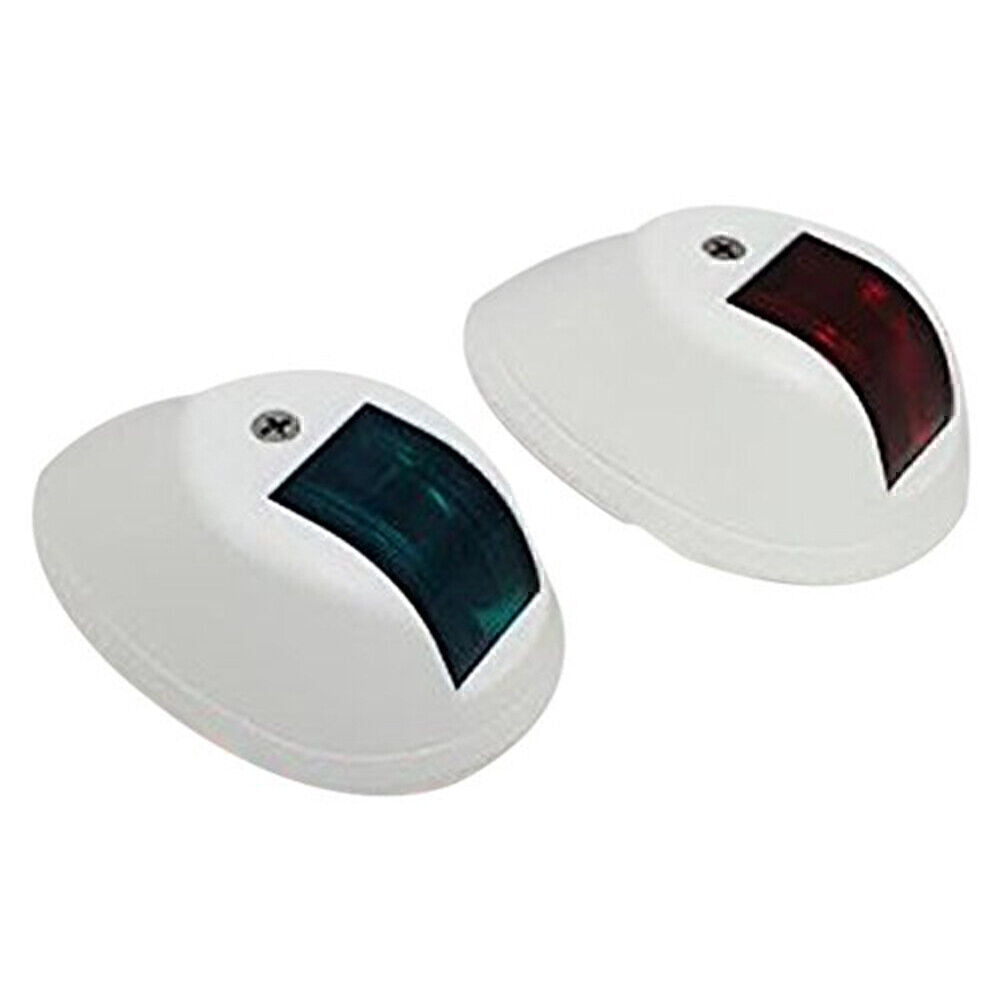 2 x 12V LED boat lights, one pair of green and red navigation side lights, white nylon housing. n