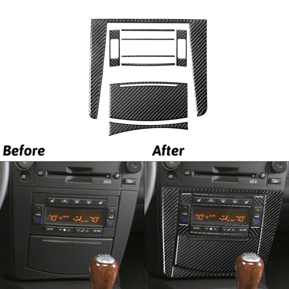 9Pcs Carbon Fiber Climate Control Panel Cover Trim for Cadillac CTS 2003-2007
