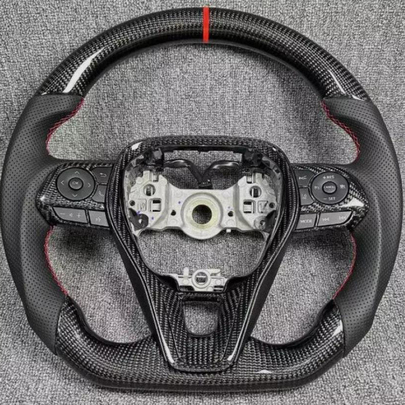 Leather Steering Wheel for Toyota for Camry Rav4 for Corolla 2018-UP Carbon Fiber