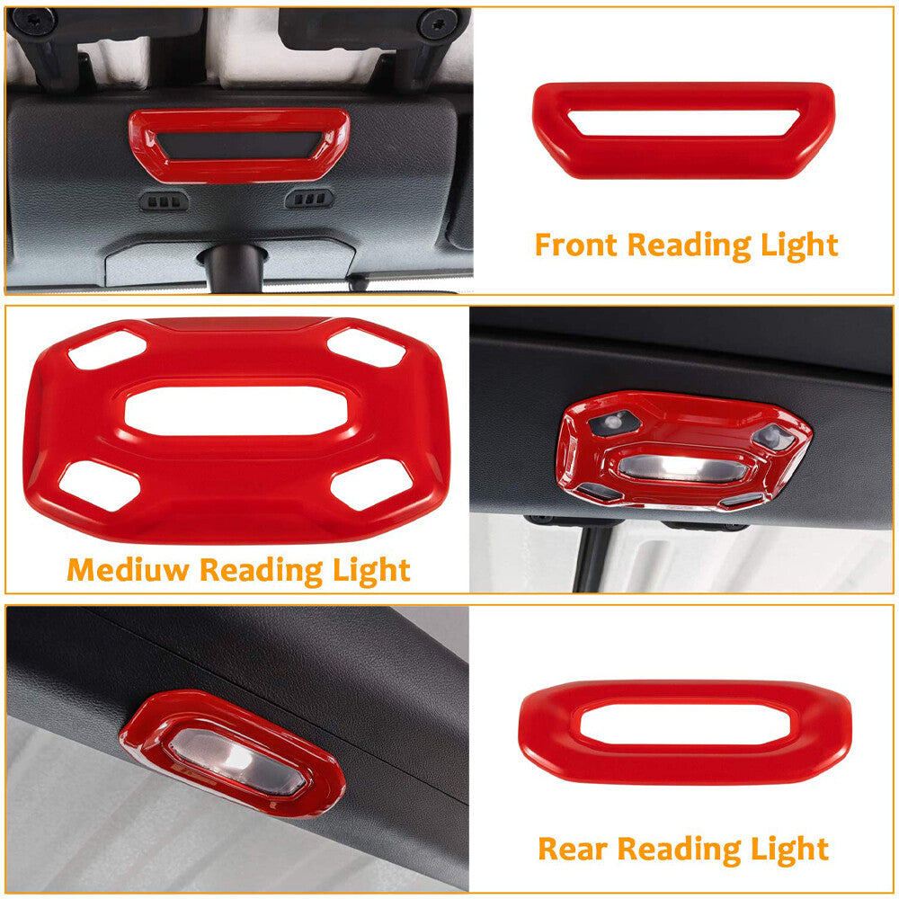 Red Car Roof Reading Lamp Light Decor Cover Trim for Jeep for Wrangler JL 2018-2023