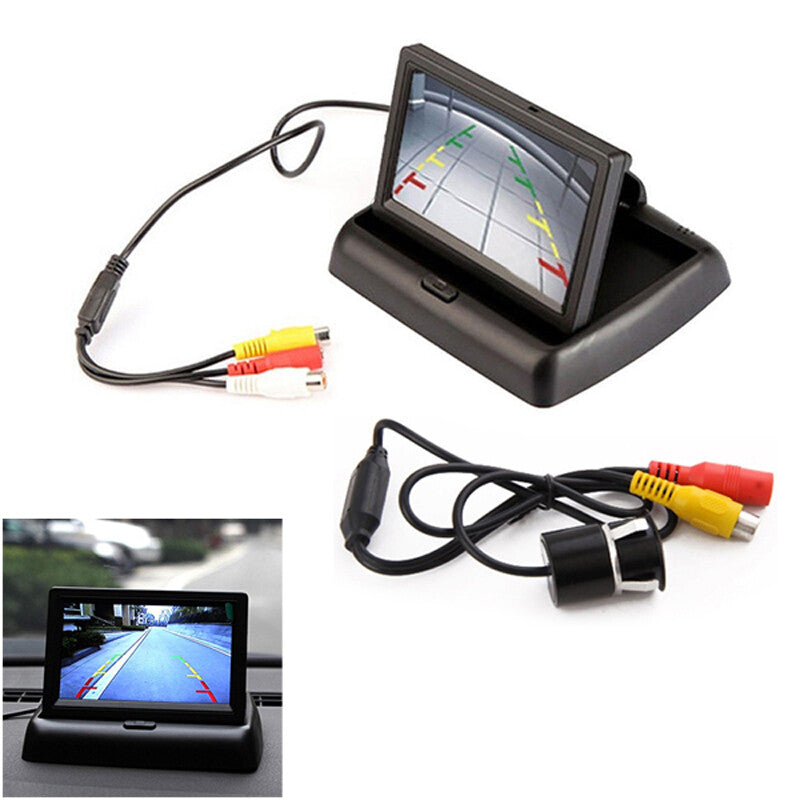 HD 4.3''LCD Display Screen Foldable Car Reverse Monitor w/Rear View Night Camera v