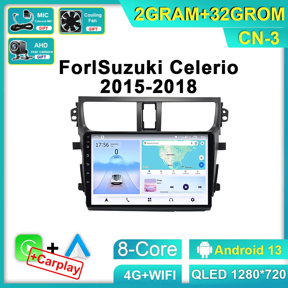 for Suzuki Celerio Alto 2015-2018 Android CarPlay Car Radio GPS Stereo Player