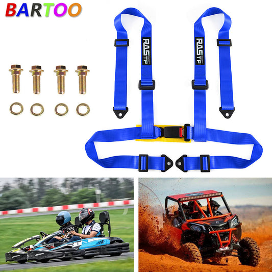 RASTP Racing for Seat Belts 4 Point 4PT Harness Nylon Adjustable Blue Q