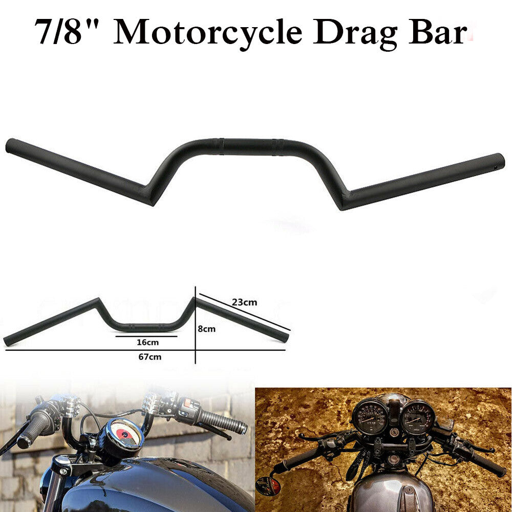 7/8 22mm Motorcycle Handlebars Black M Drag Handle Bar for Cruiser Cafe Racer Q