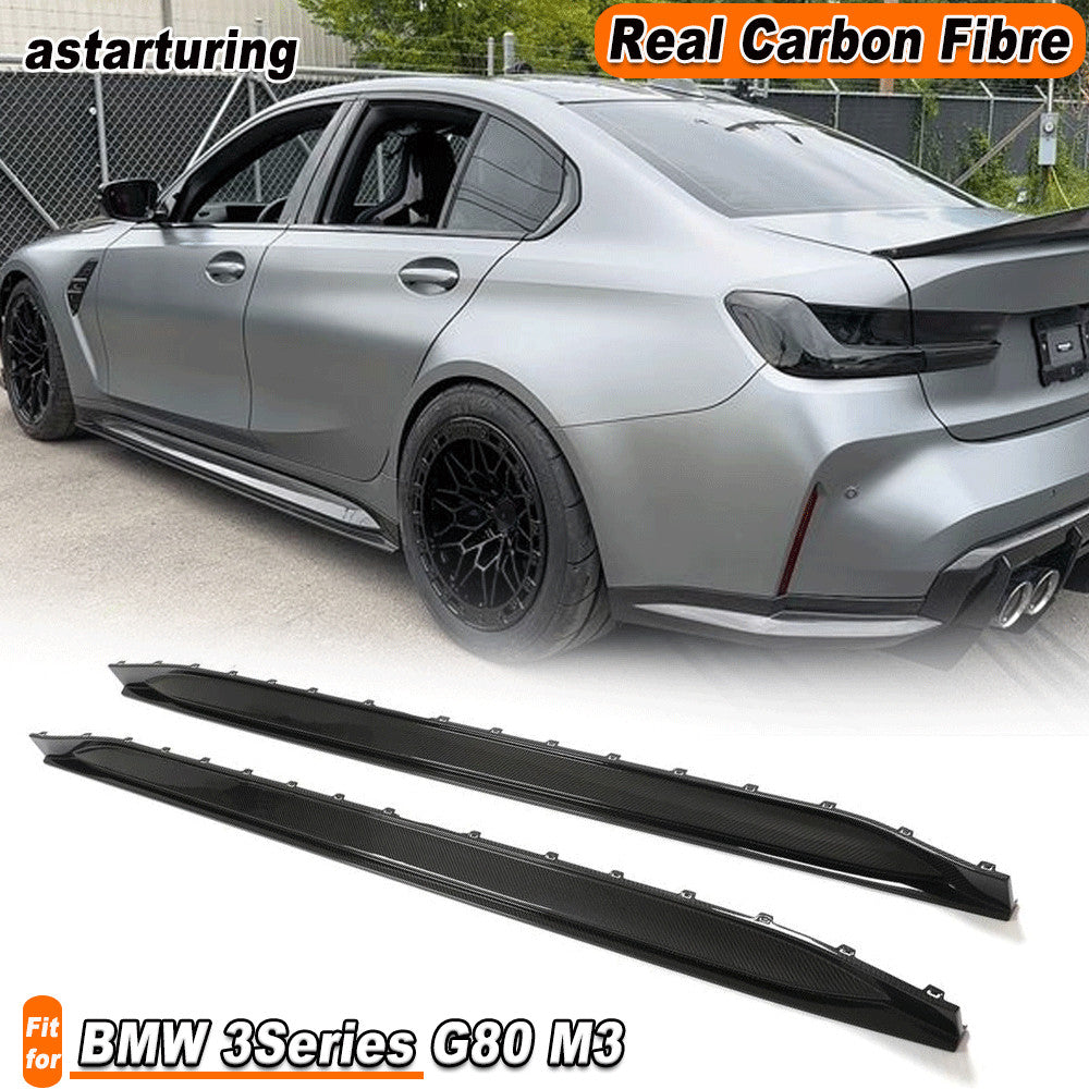 for BMW 3Series G80 M3 Sedan 2021-23 DRY Carbon Side Skirt Extension Lip Spoiler