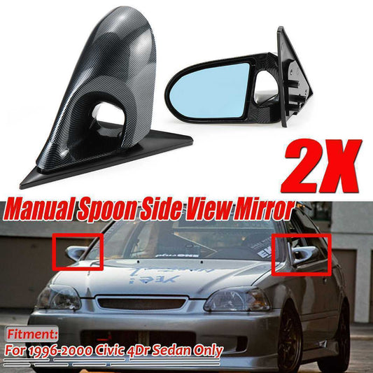 Pair Carbon Side Rear View Rearview Mirrors for Honda for Civic 4dr Sedan 1996-2000