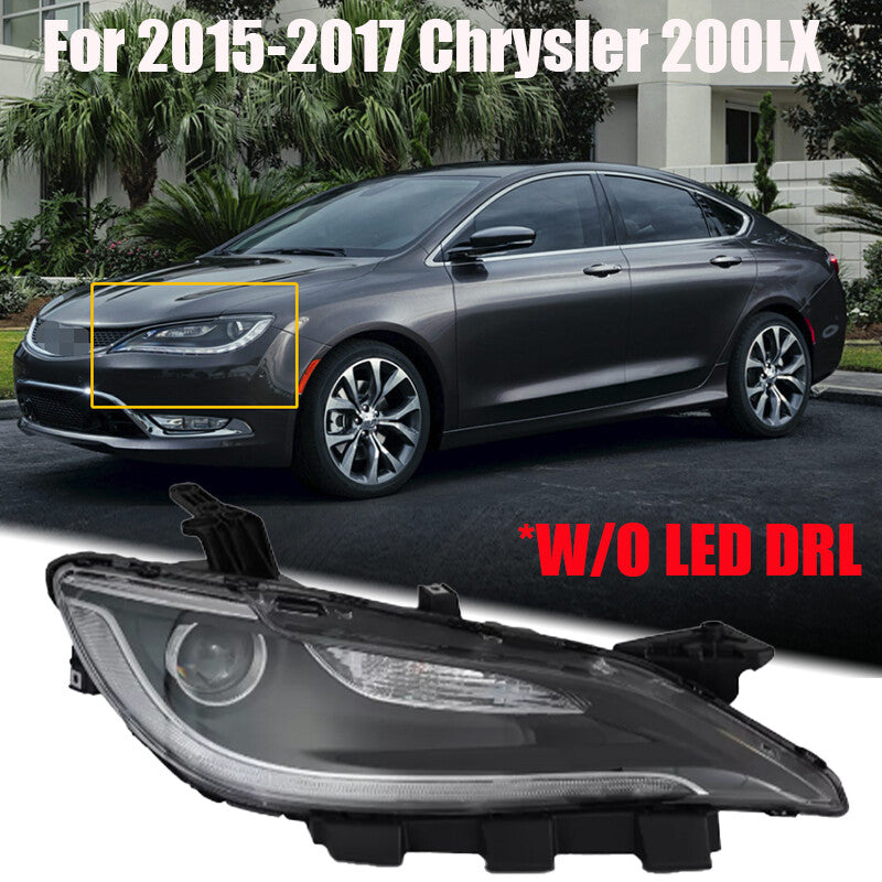 Passenger Side Halogen Headlight Assembly W/O LED DRL For 15-17 for Chrysler 200LX n