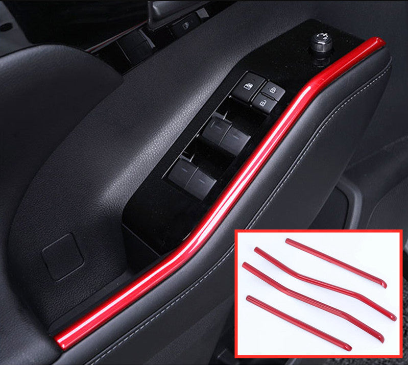 Inner Window Switch Panel Strip Cover Trim 4P Red for Toyota Highlander 20-2024