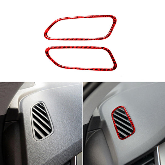 2X Red for Audi Q7 2016-2019 Carbon Fiber Interior Dashboard Air Vent Cover Trim