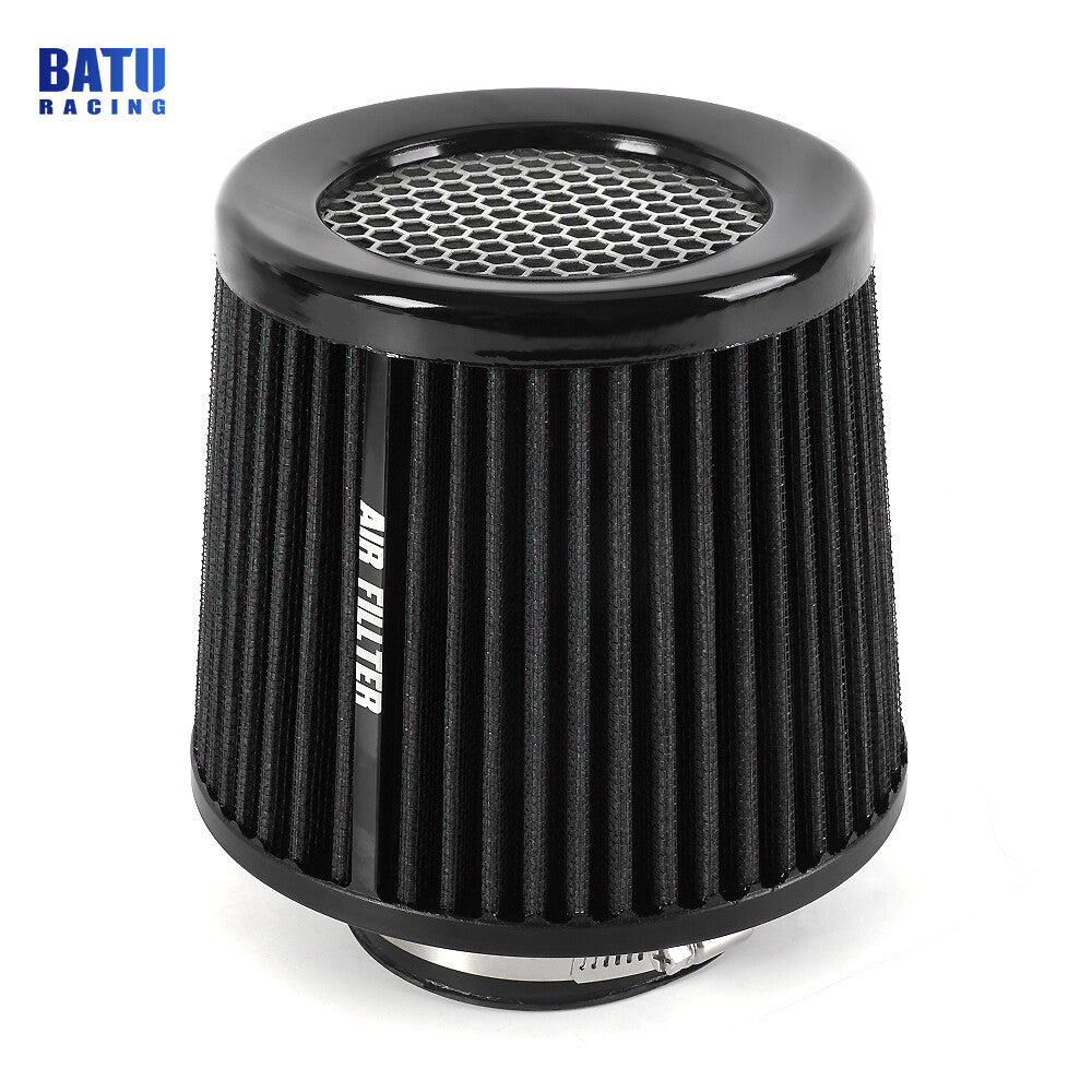 Black 3 76mm High Flow Inlet Cold Air Intake Cone Replacement Dry Air Filter
