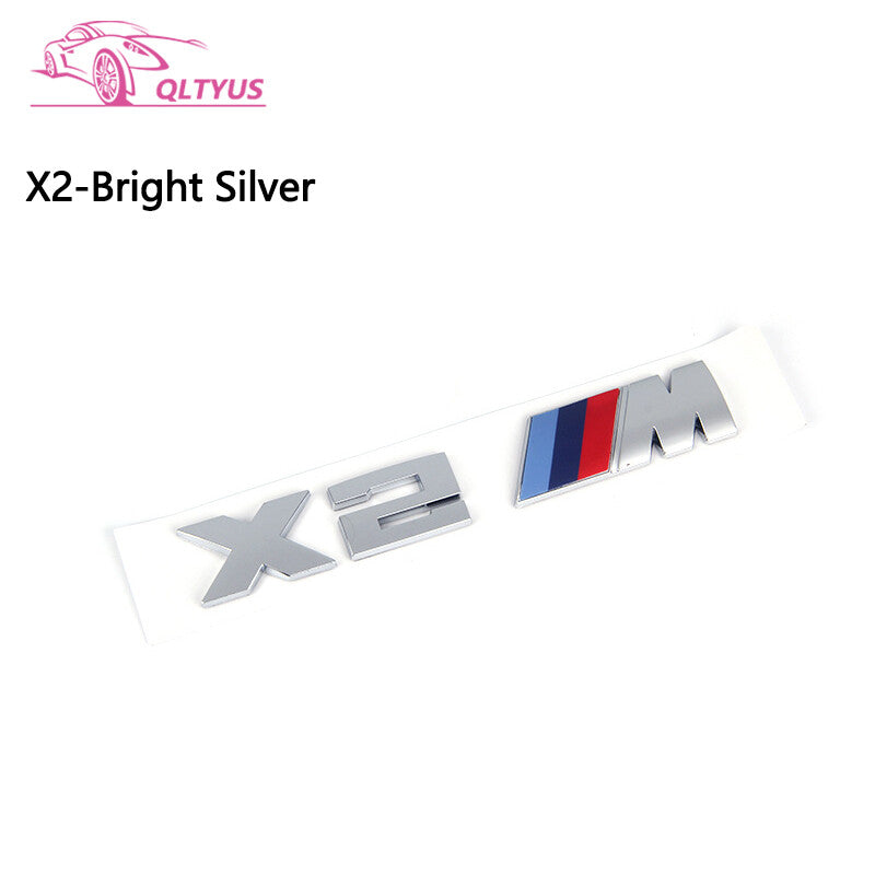 for BMW Silver Trunk Emblem X2M Small Lettering Decal Badge Set