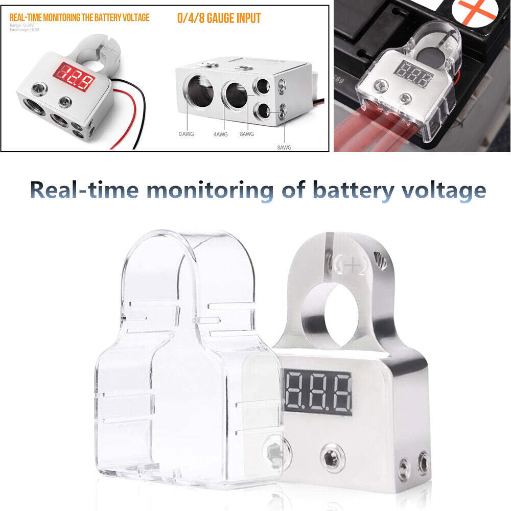 2-pack of 0/4/8 specification positive and negative battery terminal connector clips voltmeter