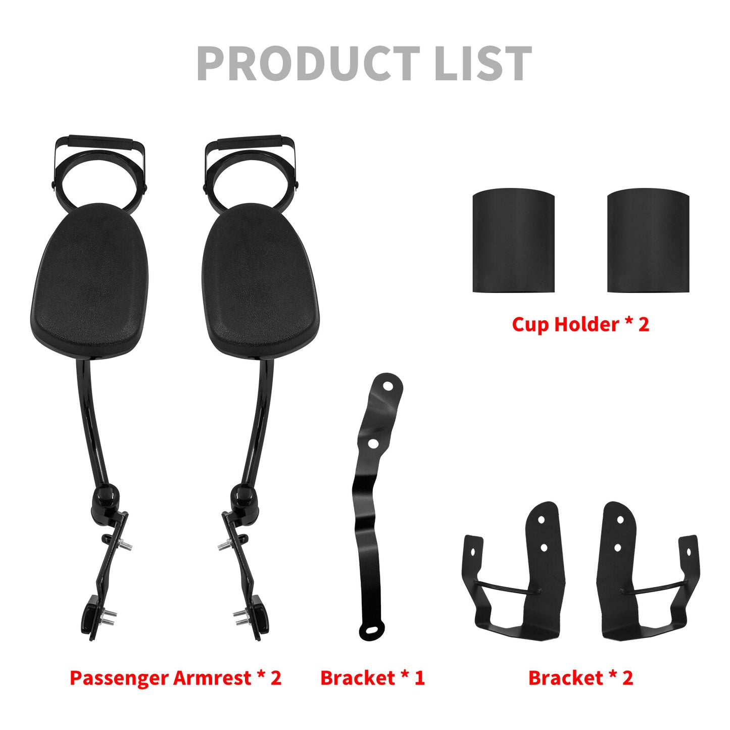 Adjustable Passenger Black Armrest w/ Cup Holder Fot for Honda Goldwing GL1800 01-17
