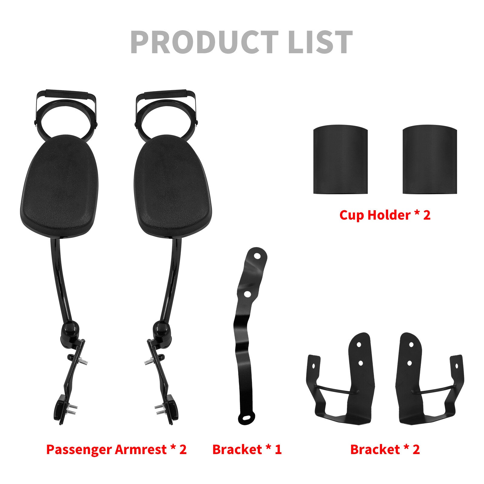 Adjustable Passenger Black Armrest w/ Cup Holder Fot for Honda Goldwing GL1800 01-17
