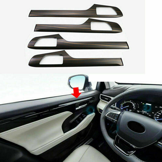 Wood Grain Inner Door Molding Trim Strip Cover for Toyota Highlander 2020-2023