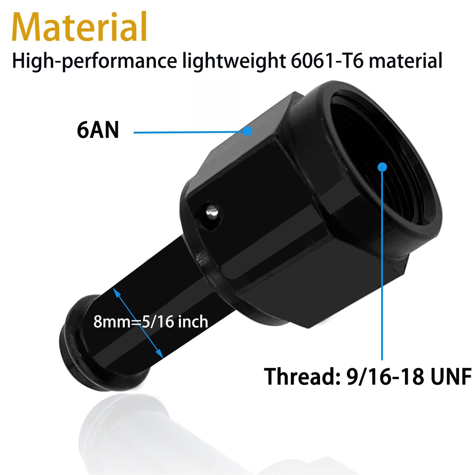 6AN AN6 Female to 3/8 inch 5/16 inch Rotary Hose Rod End Fitting Adapter 4 Pieces