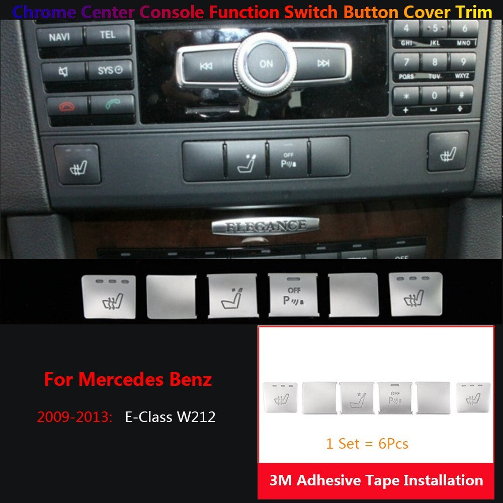 6 x for Mercedes-Benz W212 Center Console for Seat Adjust Function Switch Cover Trim