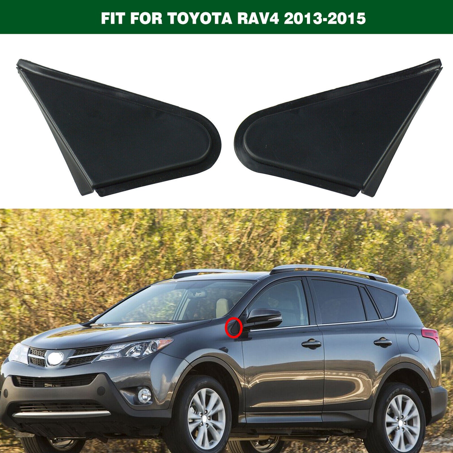 1Pair Side Car Side Mirror Corner Triangle Cover Trim for Toyota RAV4 2013-2015