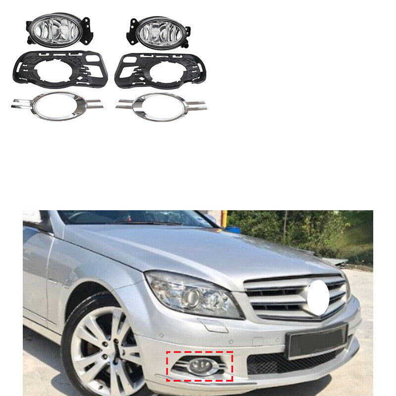 Front Fog Light Grille Trim for Mercedes-Benz W204 C-Class 2008-2011,Pair,6pcs