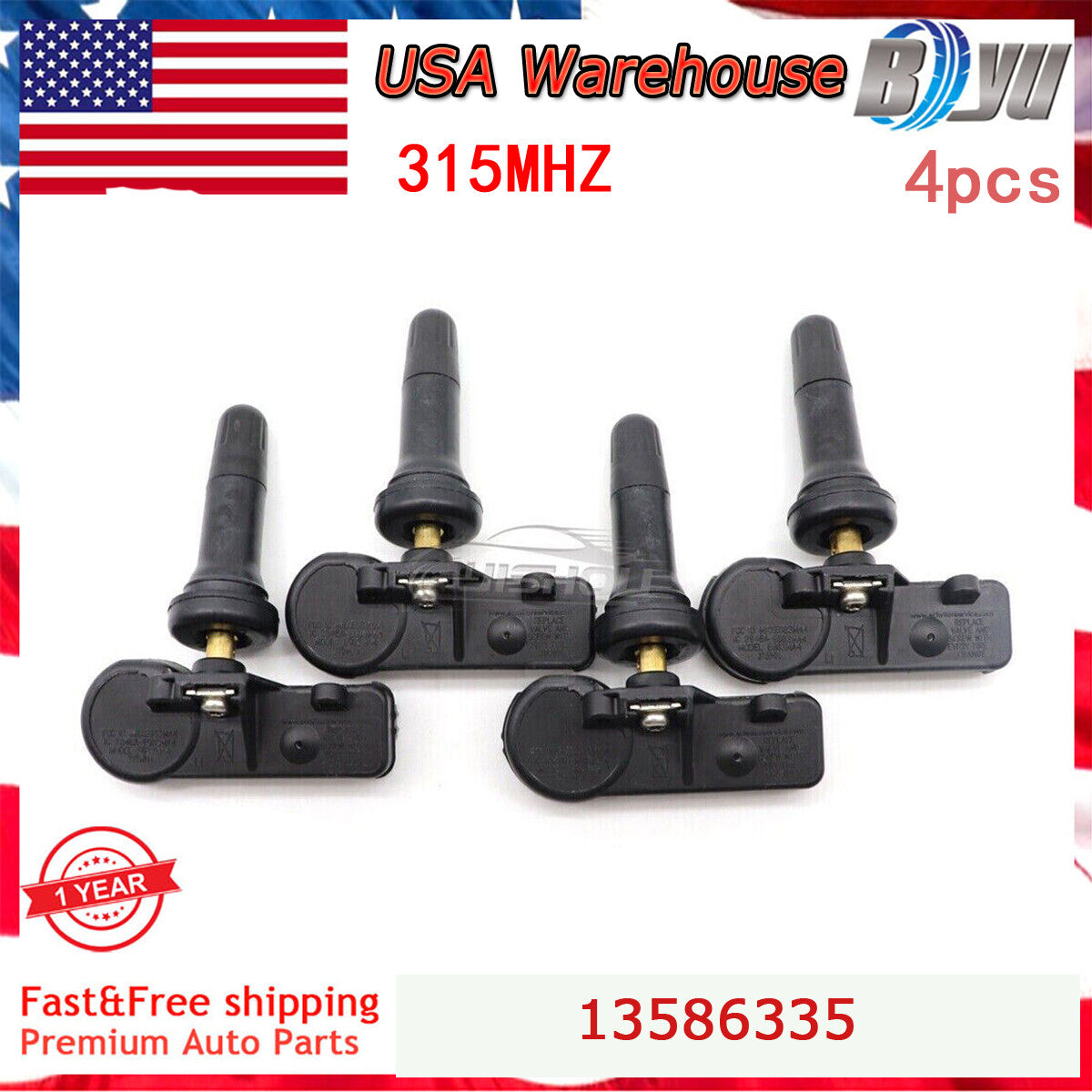 NEW 4PCS TPMS Tire Pressure Monitoring Sensors for Chevy for GMC for Buick GM 13586335