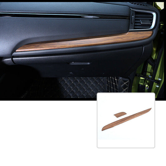 Wood Grain Decoration Console Dashboard Strips Trims 2P for Honda CR-V 2017-2022