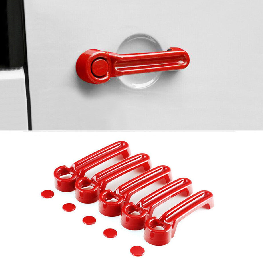 For 2007-2017 for Jeep for Wrangler JK ABS Red Look Door Grab Handle Inserts Covers Trim v