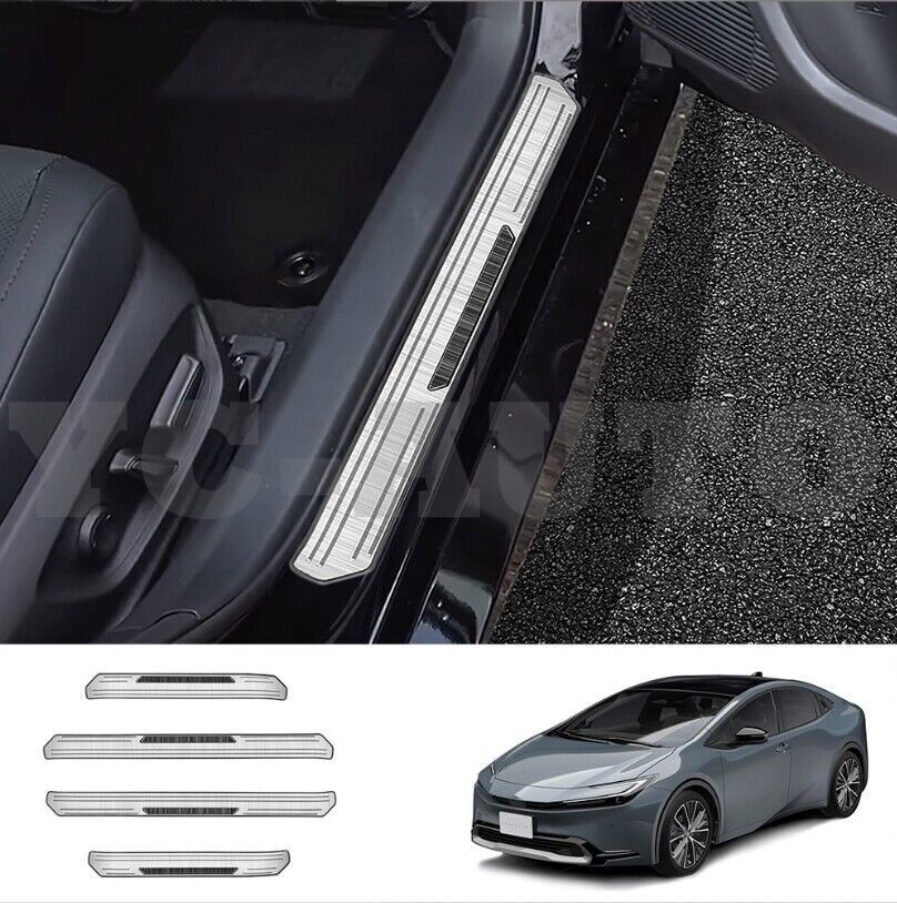 Silvery Stainless Steel Door Sill Scuff Plate For Prius 60 23-24 B n