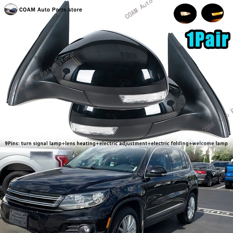 A pair of rearview mirror caps and side mirror assemblies are suitable for the for VW for Tiguan 2009 - 17 Q