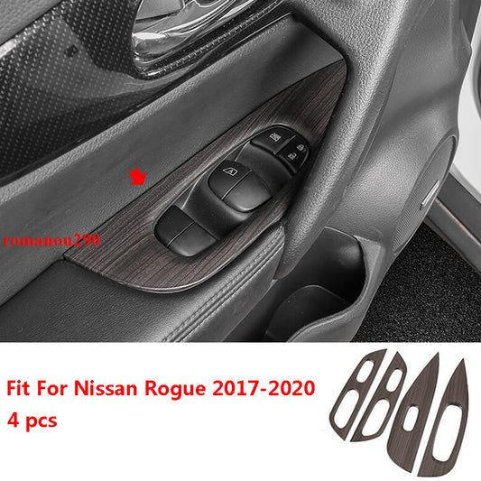 for Nissan Rogue 2017-2020 Wood Grain ABS Glass Window Lift Switch Cover Trim 4P