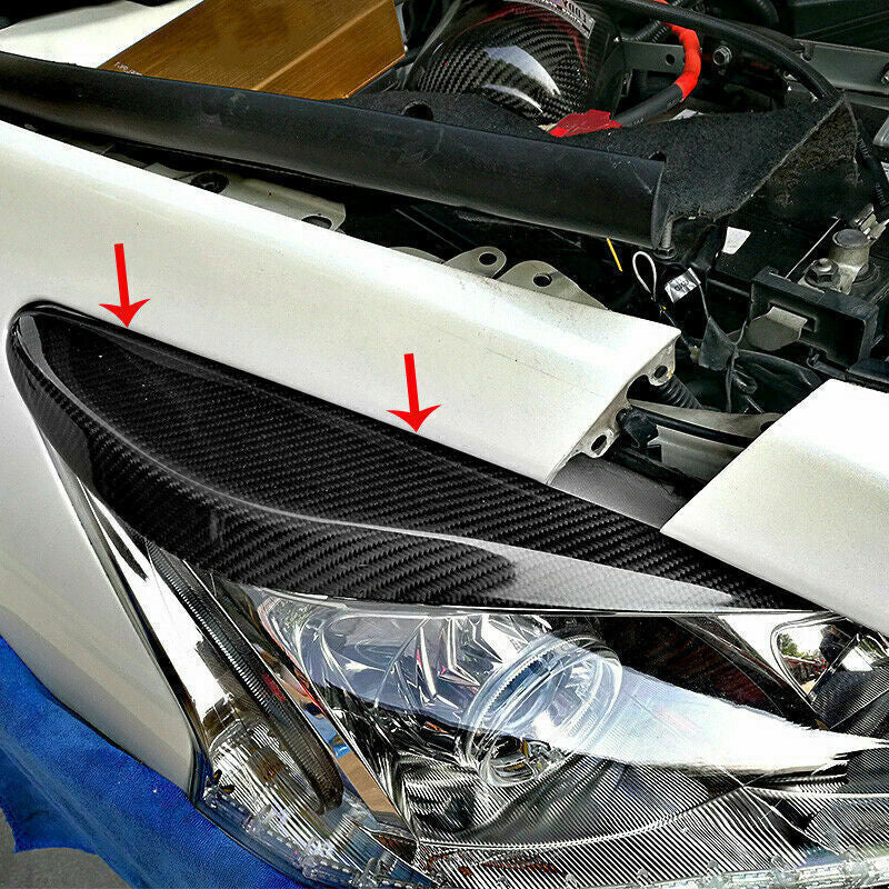 2x for Nissan Altima Teana 2013-15 Real Carbon Headlight Lamp Eyebrow Cover Trim