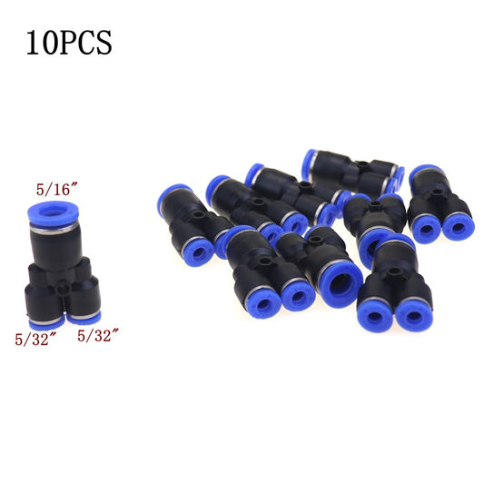 10-piece pneumatic reduction Y-shaped combined air pusher 3-way connector tube OD 5/16 to 5/32