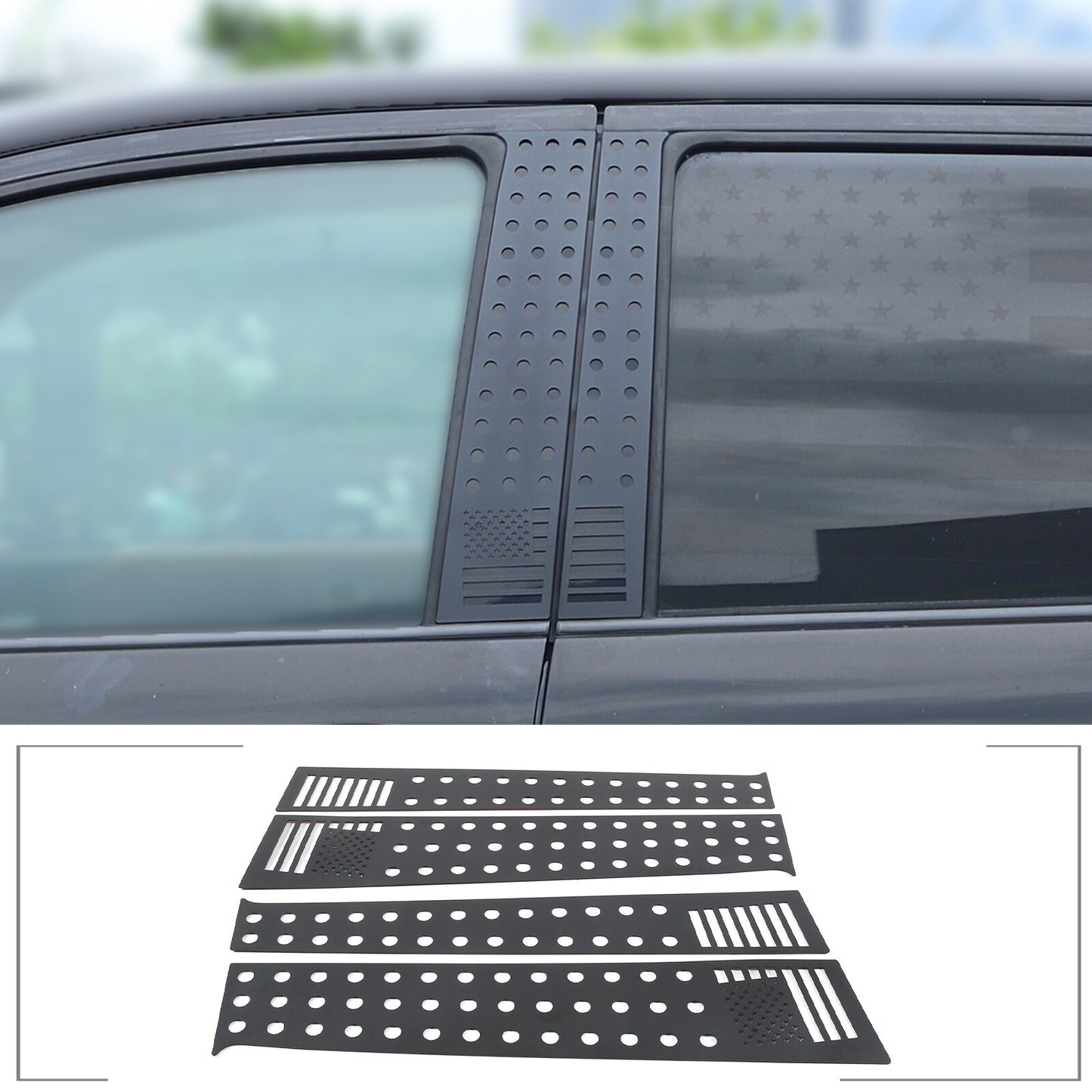 American Flag Window B Column Decorative Cover for Tundra 2007-2021 Aluminum 2-Piece n