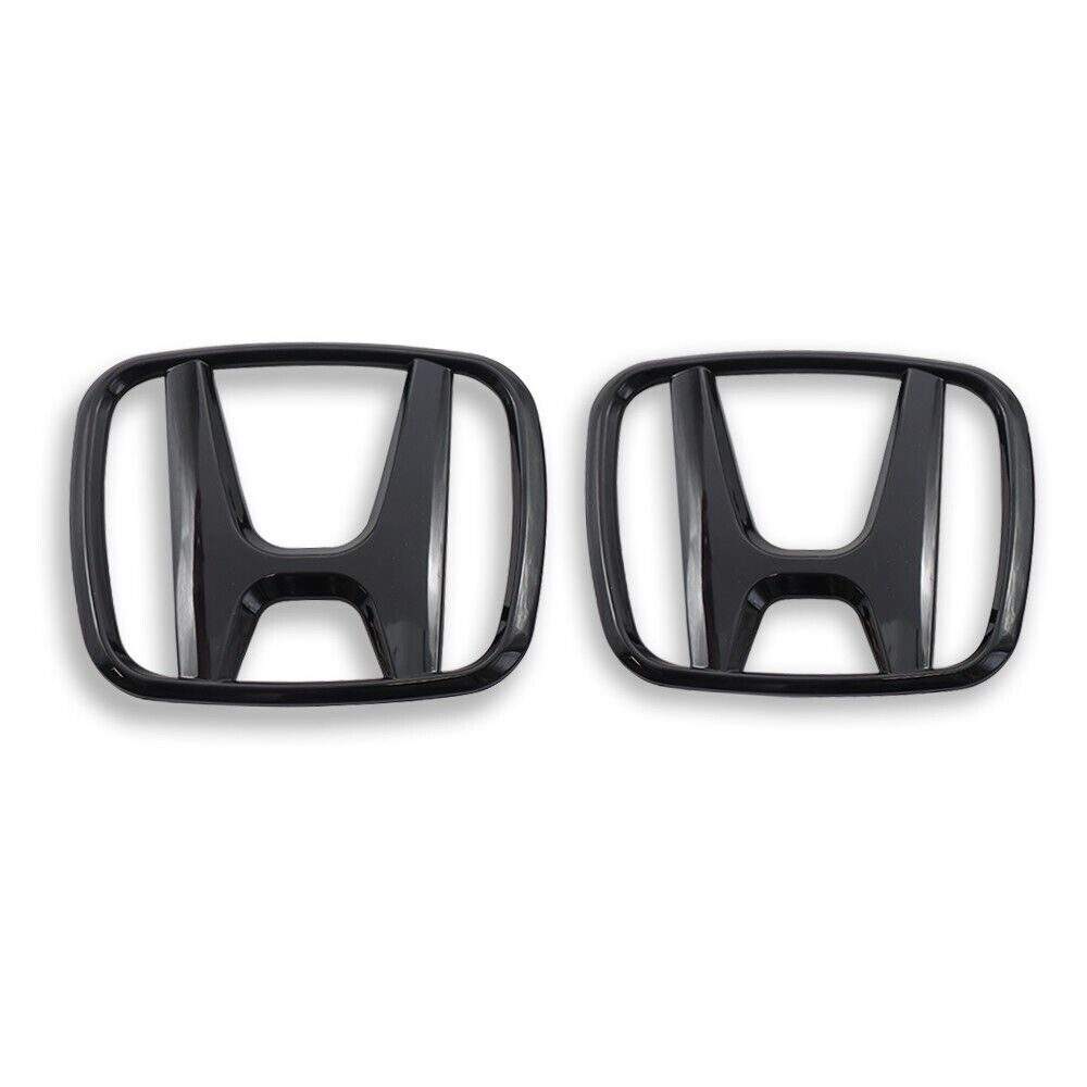 SET 2021-2023 for Honda for Civic Front  Rear Emblem H+ FE Badge Gloss Black