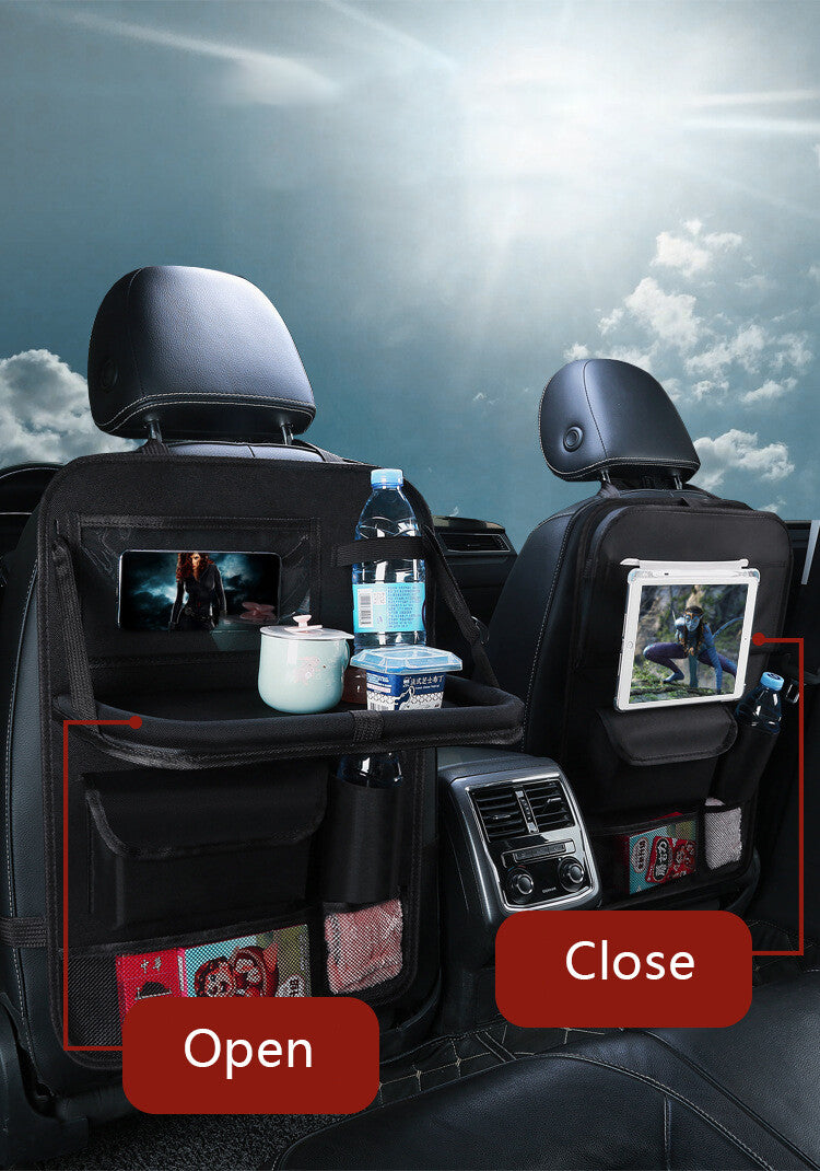 1Pc Car for Seat Back Organizer Folding Tablet Holder Travel Storage Bag Black Q