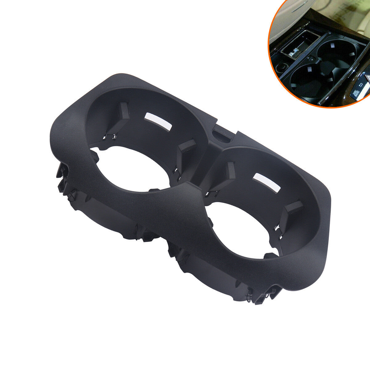 Black beverage cup holder for W205, C-Class, W213, E-Class, and W253 center console. n