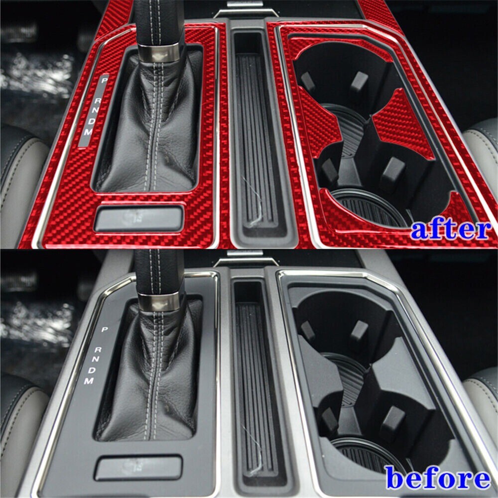 1x Carbon Interior Gear Shift Console Cup holder Panel Trim Cover for n