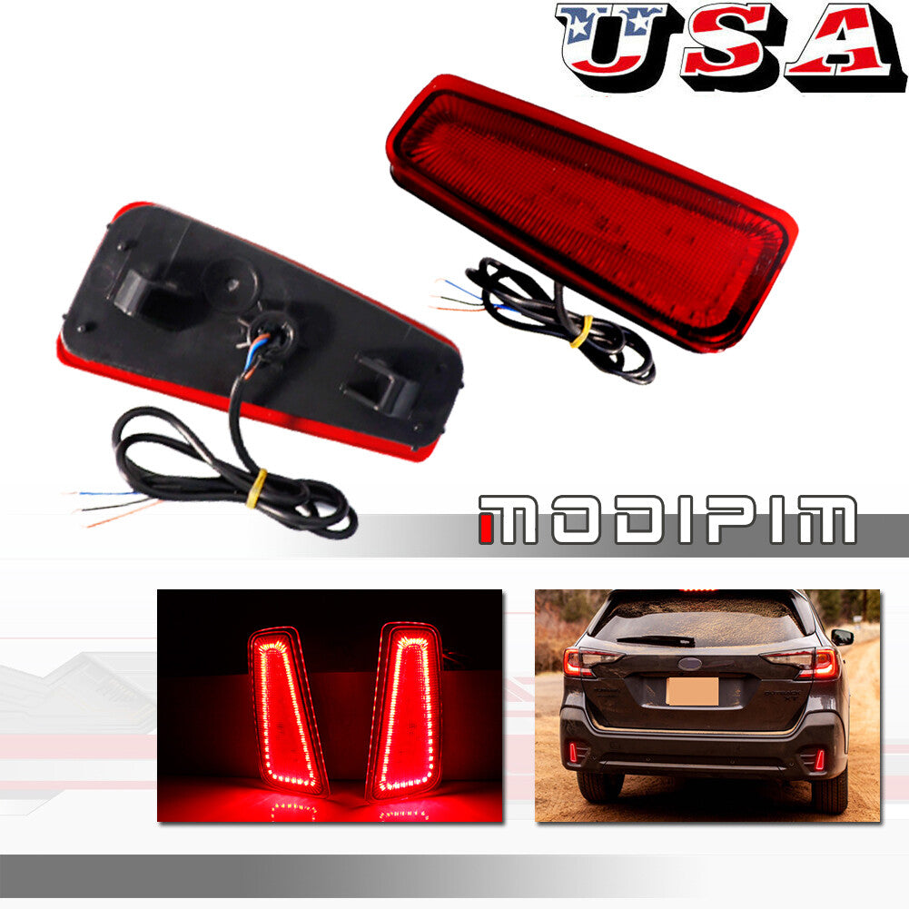 LED Rear Bumper Lights Reflector Tail Brake Lights for 2015 - 2020 for Subaru Outback - v