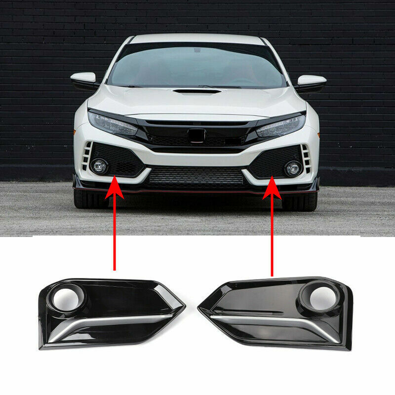 for Honda for Civic Hatchback 2016-21 Silver Black Front Fog Light Lamp Frame Cover