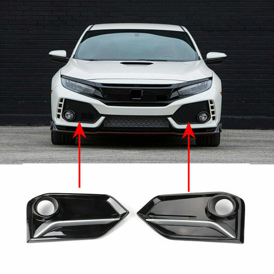 for Honda for Civic Hatchback 2016-21 Silver Black Front Fog Light Lamp Frame Cover