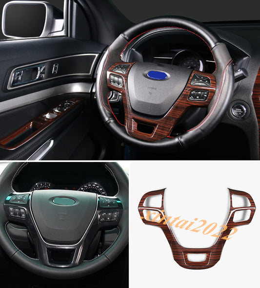 for ford  Explorer 2013-2019 ABS Peach Wood Grain Steering Wheel Frame Cover Trim