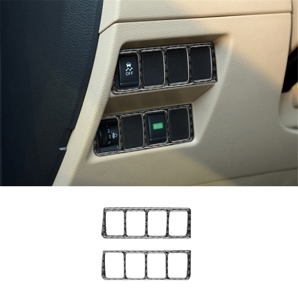 2X Carbon Fiber Front Door Mode Switch Cover Trim for Nissan Rogue 2014-2016