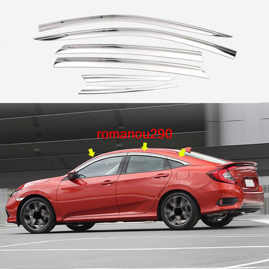 for Honda for Civic Sedan 16-21 Chrome Window Visors Sun Rain Guard Vent Deflectors
