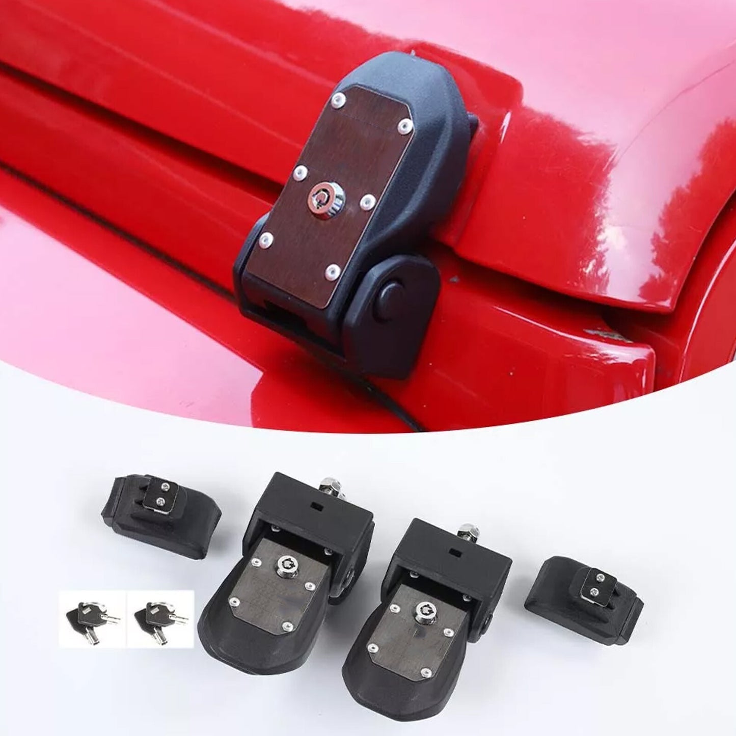 for Jeep for Wrangler JK 07-18 Engine Hood Locking Latch Kit Accessory (Black)