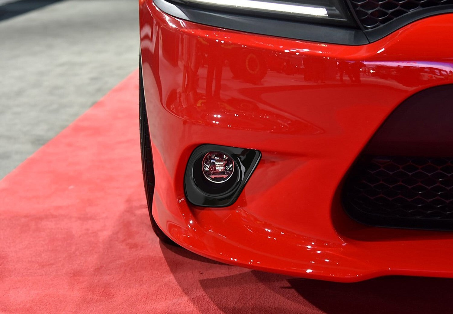 Carbon Fiber Front Bumper Fog Light Lamp Cover Ring for Dodge Charger 2015+