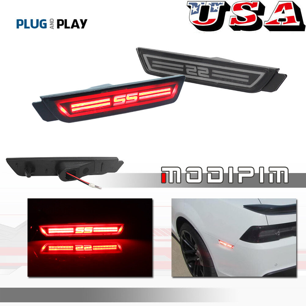 SS Style Red LED Rear Bumper Reflector Side Marker Lights for 10-15 for Camaro - v
